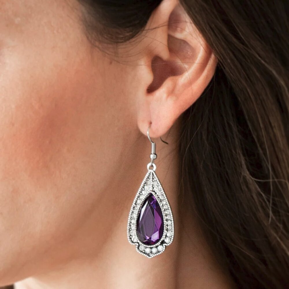 Paparazzi Jewelry Accessories - Superstar Stardom - Purple Earrings - Vintage